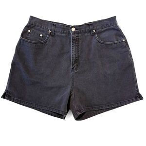 90s VTG Halston Jeanswear High Rise Black Denim Mom Shorts Size 16 100% Cotton